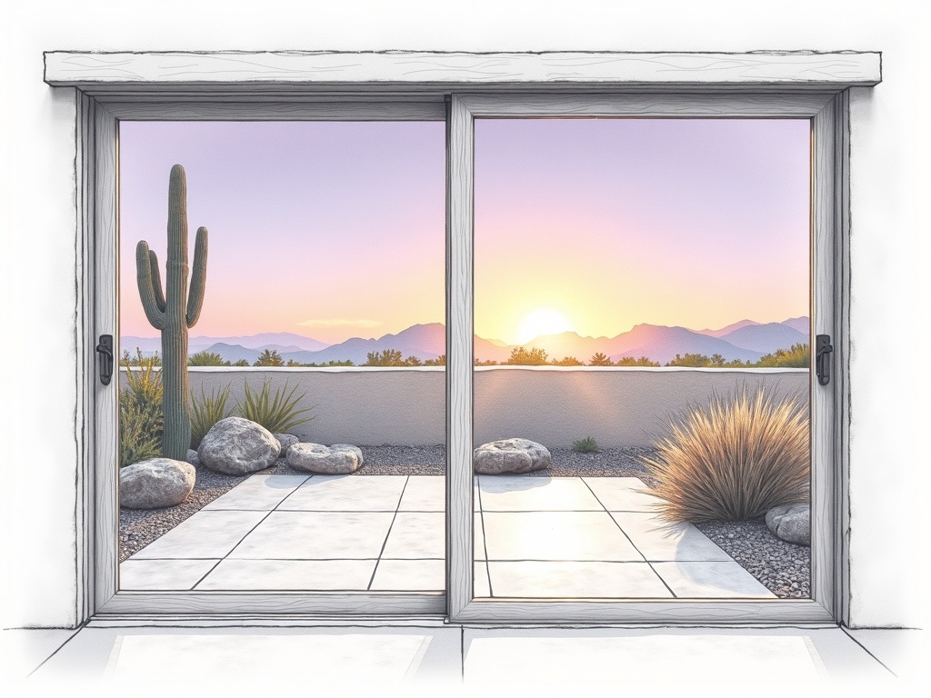 A completed sliding door repair Luke Air Force Base AZ installation showing a pristine patio slider in a West Valley home near Glendale Avenue and Dysart Road