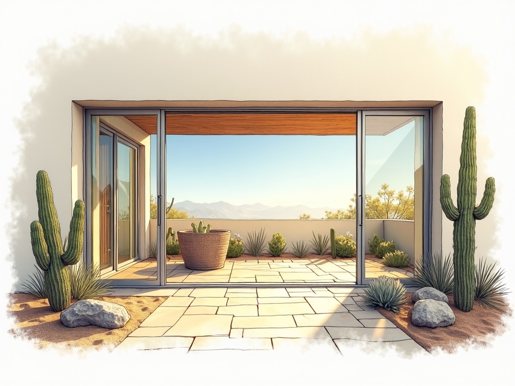 Morristown, AZ A technician performing sliding door repair on a ranch-style home near Castle Hot Springs Road in Morristown Arizona
